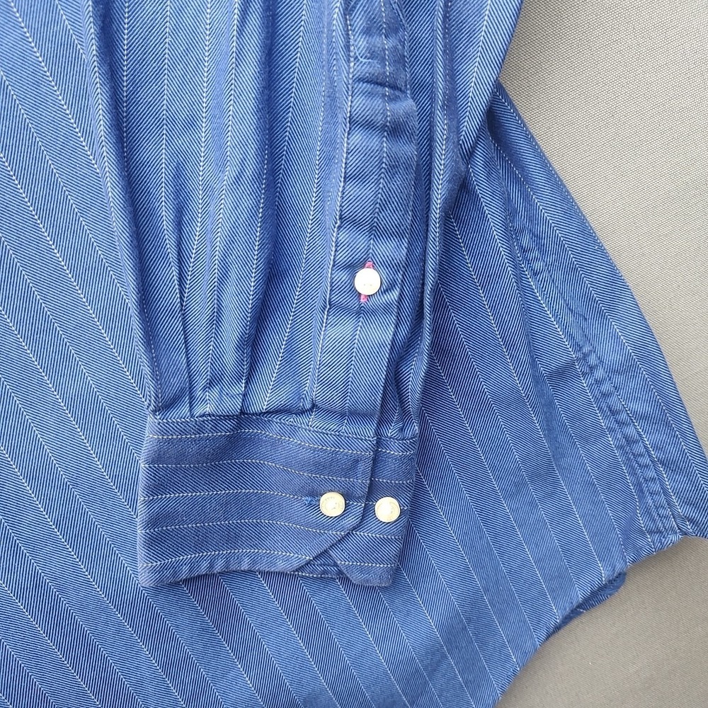Tommy Bahama Men's Blues Striped Button Up Shirt Long Sleeve 15.5  34-35‎ - Picture 6 of 14